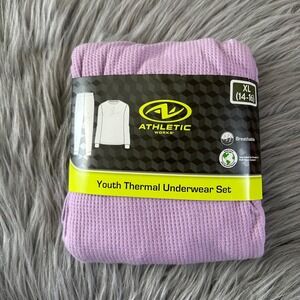 Athletic Works Thermal‎ Underwear Set Girl Size XL (14-16) Purple 2 Piece Pajama